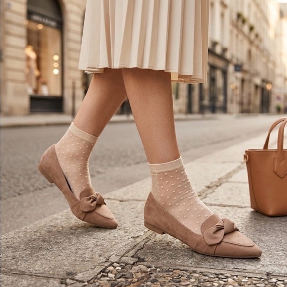 Shoes - SheIn Pointed Toe Bow Loafers - Mauve/Tan Suede Style - Size 7.5